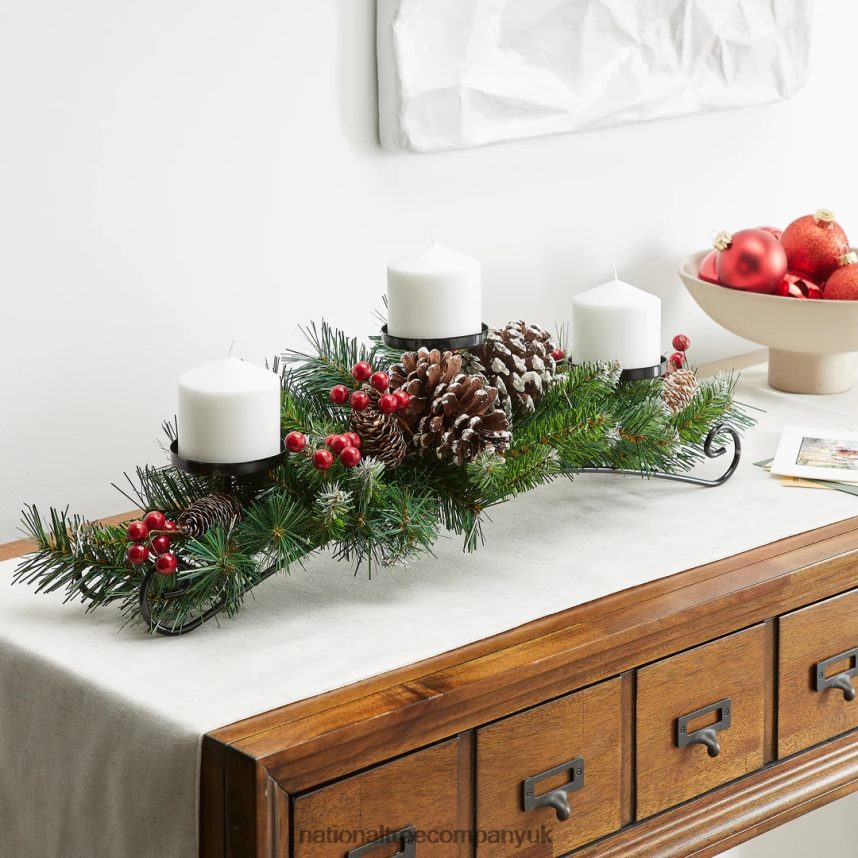 Greenery | National Tree Company 30in Frosted Berry Centerpiece and Candle Holder F2L4F455